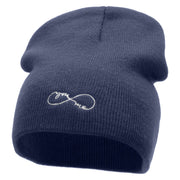 You and Me Embroidered 8 Inch Short Beanie - Navy OSFM