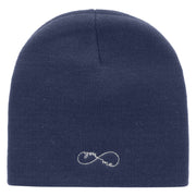 You and Me Embroidered 8 Inch Short Beanie - Navy OSFM