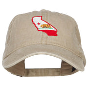 California State Flag Map Embroidered Washed Cap