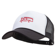 Firetruck Embroidered Summer Foam Mesh Trucker Cap - Black-White OSFM