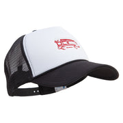 Firetruck Embroidered Summer Foam Mesh Trucker Cap - Black-White OSFM