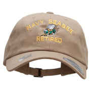 Officially Licensed US Navy Seabee Retired Unstructured Low Profile 6 panel Cotton Cap - Khaki OSFM