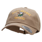 Officially Licensed US Navy Seabee Retired Unstructured Low Profile 6 panel Cotton Cap - Khaki OSFM