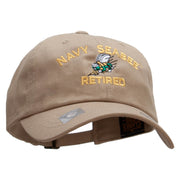 Officially Licensed US Navy Seabee Retired Unstructured Low Profile 6 panel Cotton Cap - Khaki OSFM