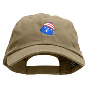 Flag Pattern Bell Embroidered Low Profile Dyed Cotton Twill Cap - Khaki OSFM