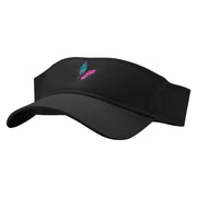 Mardi Feathers Embroidered Cotton Twill Sun Visor - Black OSFM