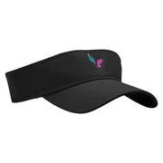 Mardi Feathers Embroidered Cotton Twill Sun Visor - Black OSFM