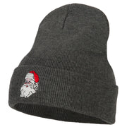 Santa Claus Head Embroidered Long Knitted Beanie