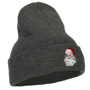 Santa Claus Head Embroidered Long Knitted Beanie