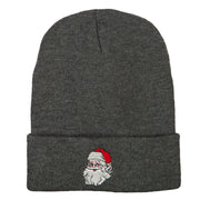 Santa Claus Head Embroidered Long Knitted Beanie