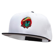 Rasta Alien Embroidered Two Tone Superior Cotton Twill Flat Bill Snapback Cap