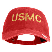 USMC Letter Embroidered Washed Solid Pigment Dyed Cotton Twill Brass Buckle Cap - Red OSFM