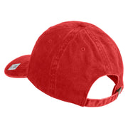 USMC Letter Embroidered Washed Solid Pigment Dyed Cotton Twill Brass Buckle Cap - Red OSFM