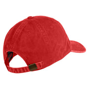 USMC Letter Embroidered Washed Solid Pigment Dyed Cotton Twill Brass Buckle Cap - Red OSFM