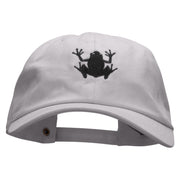 Frog Embroidered Unstructured Cotton Twill Washed Cap - Grey OSFM