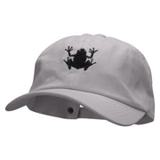 Frog Embroidered Unstructured Cotton Twill Washed Cap - Grey OSFM