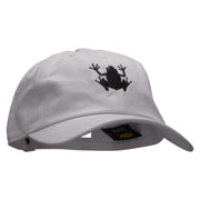 Frog Embroidered Unstructured Cotton Twill Washed Cap - Grey OSFM