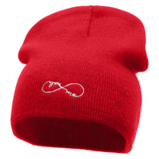 You and Me Embroidered 8 Inch Short Beanie - Red OSFM