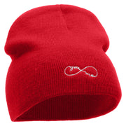 You and Me Embroidered 8 Inch Short Beanie - Red OSFM