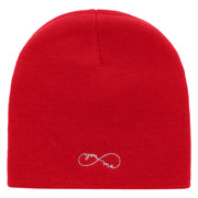 You and Me Embroidered 8 Inch Short Beanie - Red OSFM