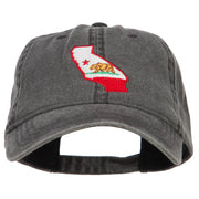 California State Flag Map Embroidered Washed Cap