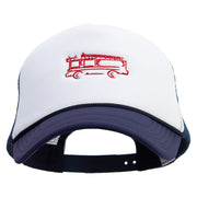 Firetruck Embroidered Summer Foam Mesh Trucker Cap - Navy-White OSFM