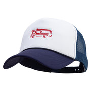 Firetruck Embroidered Summer Foam Mesh Trucker Cap - Navy-White OSFM