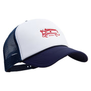 Firetruck Embroidered Summer Foam Mesh Trucker Cap - Navy-White OSFM