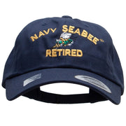 Licensed US Navy Seabee Retired Unstructured Low Profile 6 panel Cotton Cap