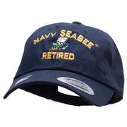 Licensed US Navy Seabee Retired Unstructured Low Profile 6 panel Cotton Cap