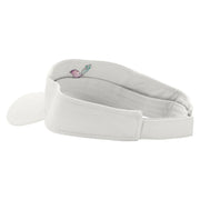 Mardi Feathers Embroidered Cotton Twill Sun Visor - White OSFM