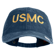 USMC Letter Embroidered Washed Solid Pigment Dyed Cotton Twill Brass Buckle Cap - Navy OSFM