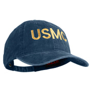 USMC Letter Embroidered Washed Solid Pigment Dyed Cotton Twill Brass Buckle Cap - Navy OSFM