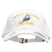 Officially Licensed US Navy Seabee Retired Unstructured Low Profile 6 panel Cotton Cap - White OSFM