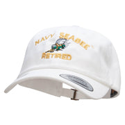 Officially Licensed US Navy Seabee Retired Unstructured Low Profile 6 panel Cotton Cap - White OSFM