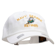 Officially Licensed US Navy Seabee Retired Unstructured Low Profile 6 panel Cotton Cap - White OSFM