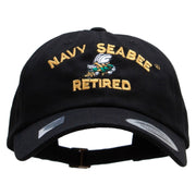 Officially Licensed US Navy Seabee Retired Unstructured Low Profile 6 panel Cotton Cap - Black OSFM