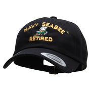 Officially Licensed US Navy Seabee Retired Unstructured Low Profile 6 panel Cotton Cap - Black OSFM