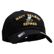 Officially Licensed US Navy Seabee Retired Unstructured Low Profile 6 panel Cotton Cap - Black OSFM