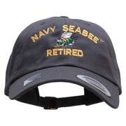 Officially Licensed US Navy Seabee Retired Unstructured Low Profile 6 panel Cotton Cap - Dk-Grey OSFM