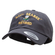 Officially Licensed US Navy Seabee Retired Unstructured Low Profile 6 panel Cotton Cap - Dk-Grey OSFM