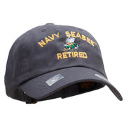 Officially Licensed US Navy Seabee Retired Unstructured Low Profile 6 panel Cotton Cap - Dk-Grey OSFM