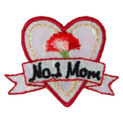 Iridescent "No.1 Mom" Heart Iron on Patch