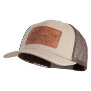 Scuba Hair Don't Care Faux Leather Patched Mesh Trucker Cap - Brown Khaki OSFM
