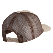 Scuba Hair Don't Care Faux Leather Patched Mesh Trucker Cap - Brown Khaki OSFM