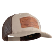 Scuba Hair Don't Care Faux Leather Patched Mesh Trucker Cap - Brown Khaki OSFM