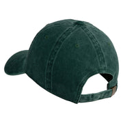 Four Leaf Clover Patched Washed Solid Pigment Dyed Cotton Twill Brass Buckle Cap - dark-green OSFM