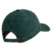 Four Leaf Clover Patched Washed Solid Pigment Dyed Cotton Twill Brass Buckle Cap - dark-green OSFM