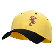 Monkey Animal Patched Two Tone Cotton Twill Low Profile Strap Cap - Black-Yellow OSFM