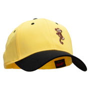 Monkey Animal Patched Two Tone Cotton Twill Low Profile Strap Cap - Black-Yellow OSFM